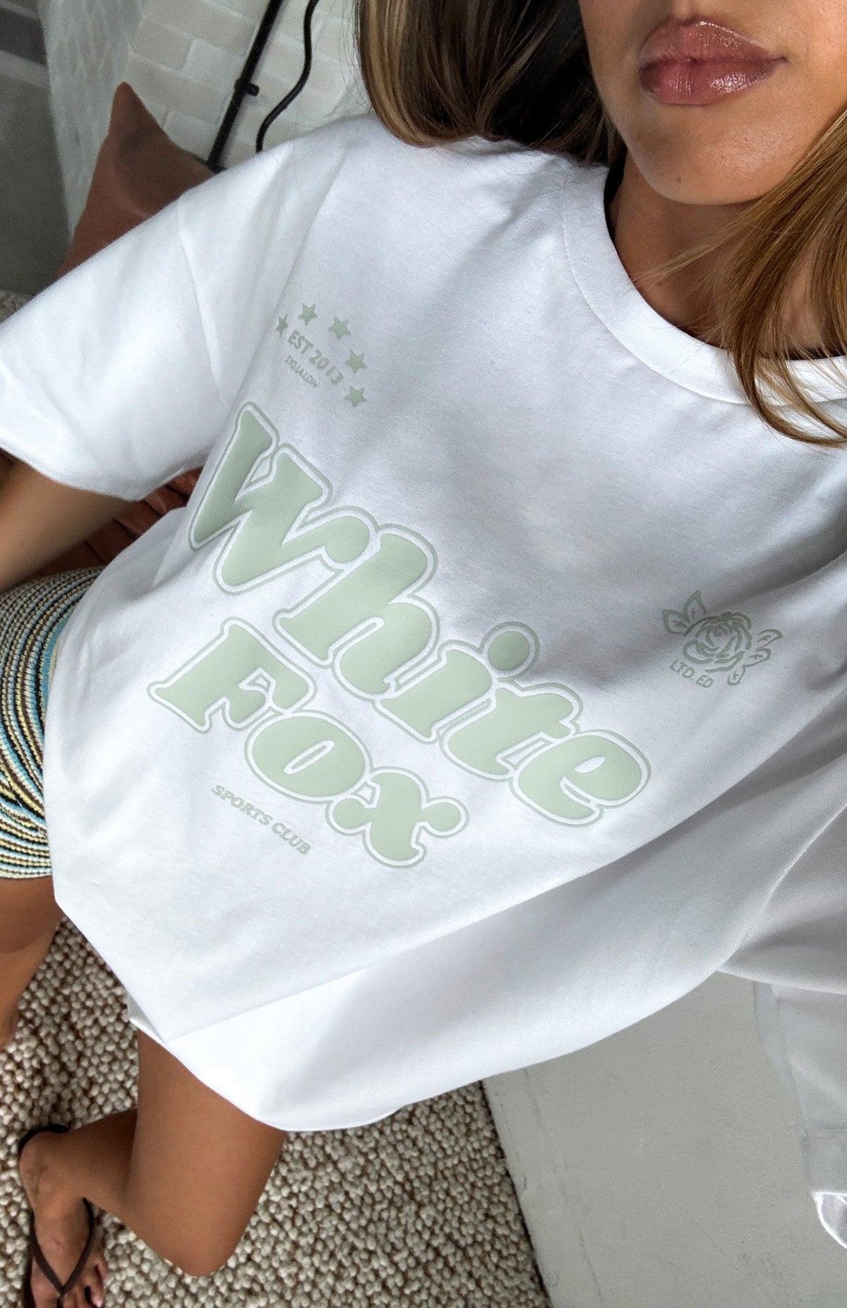 White Fox Seeing Stars Oversized Tee White