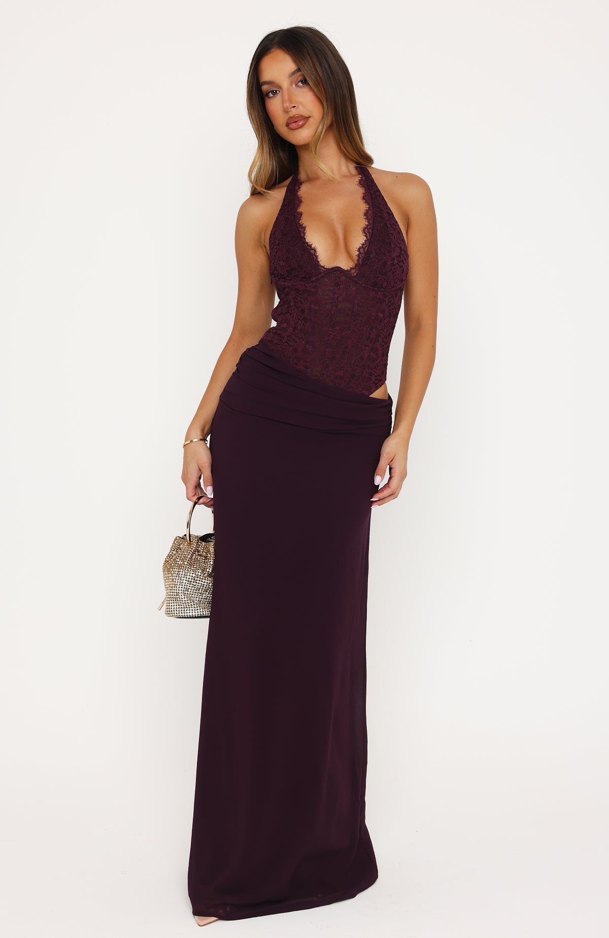 White Fox Purely Yours Maxi Dress Plum