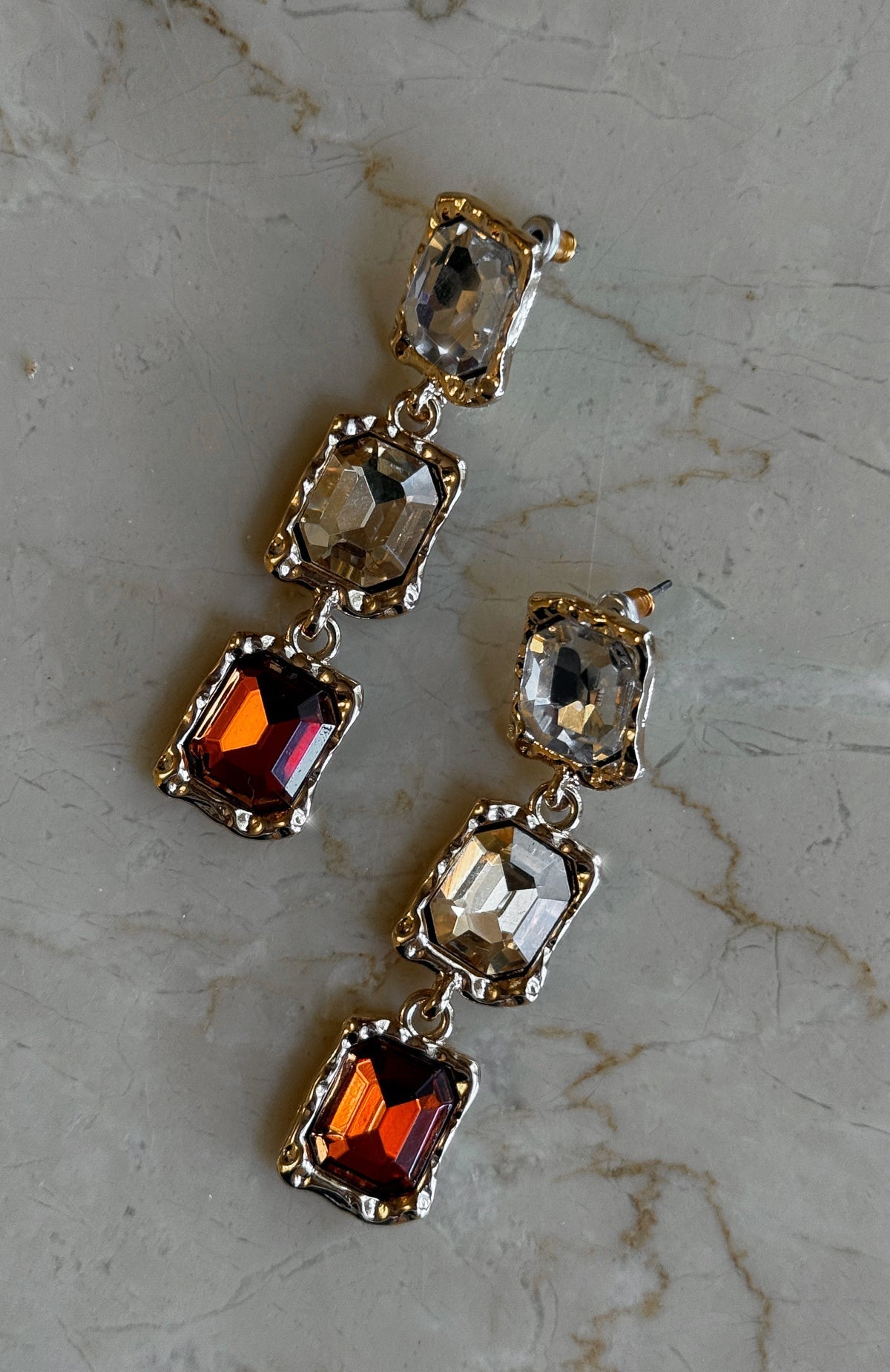 White Fox Ace Earrings Gold
