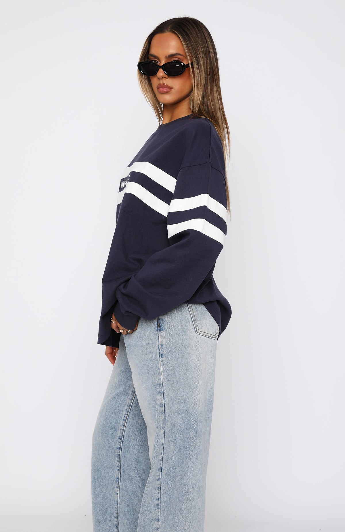 White Fox You're My Inspiration Long Sleeve Tee Navy