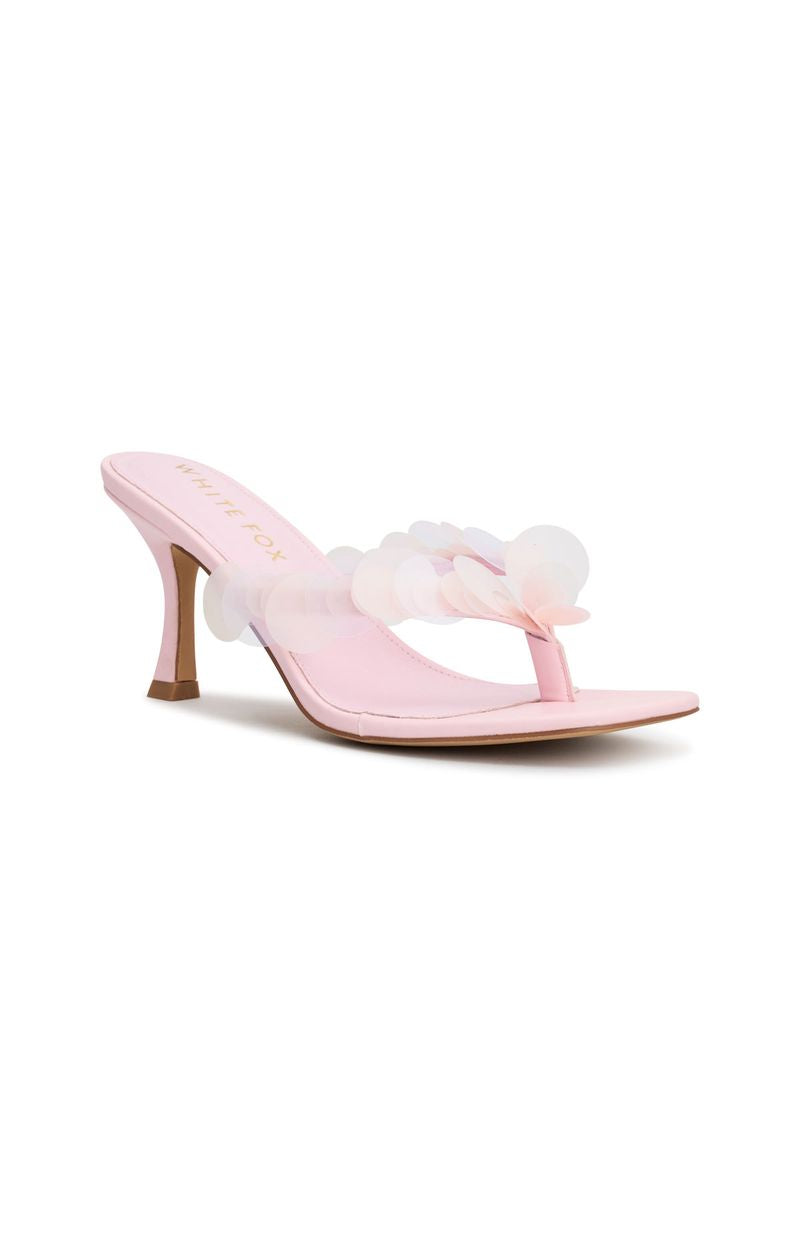 White Fox Imogen Sequin Mules Baby Pink