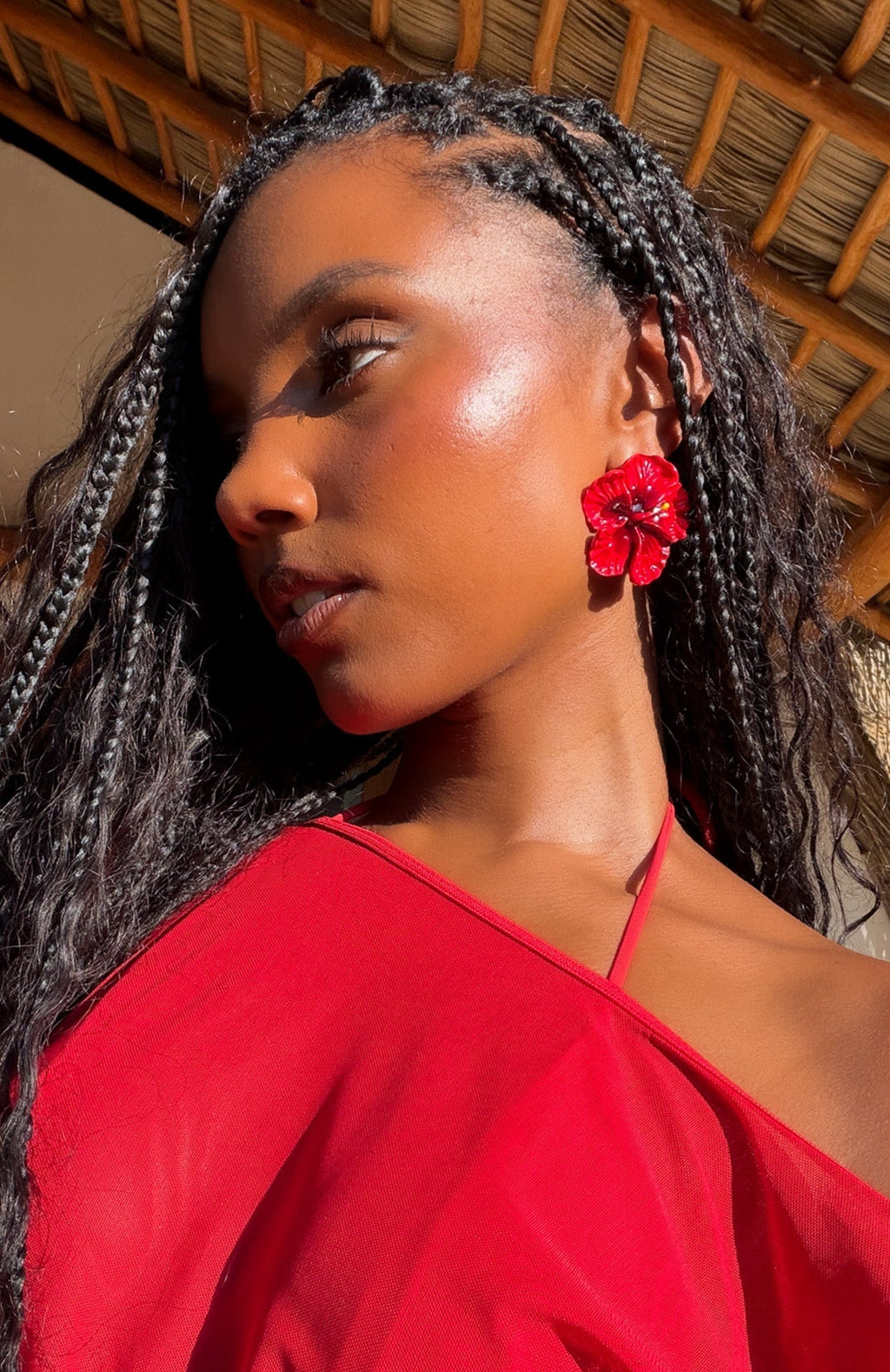 White Fox Lyndon Earrings Red