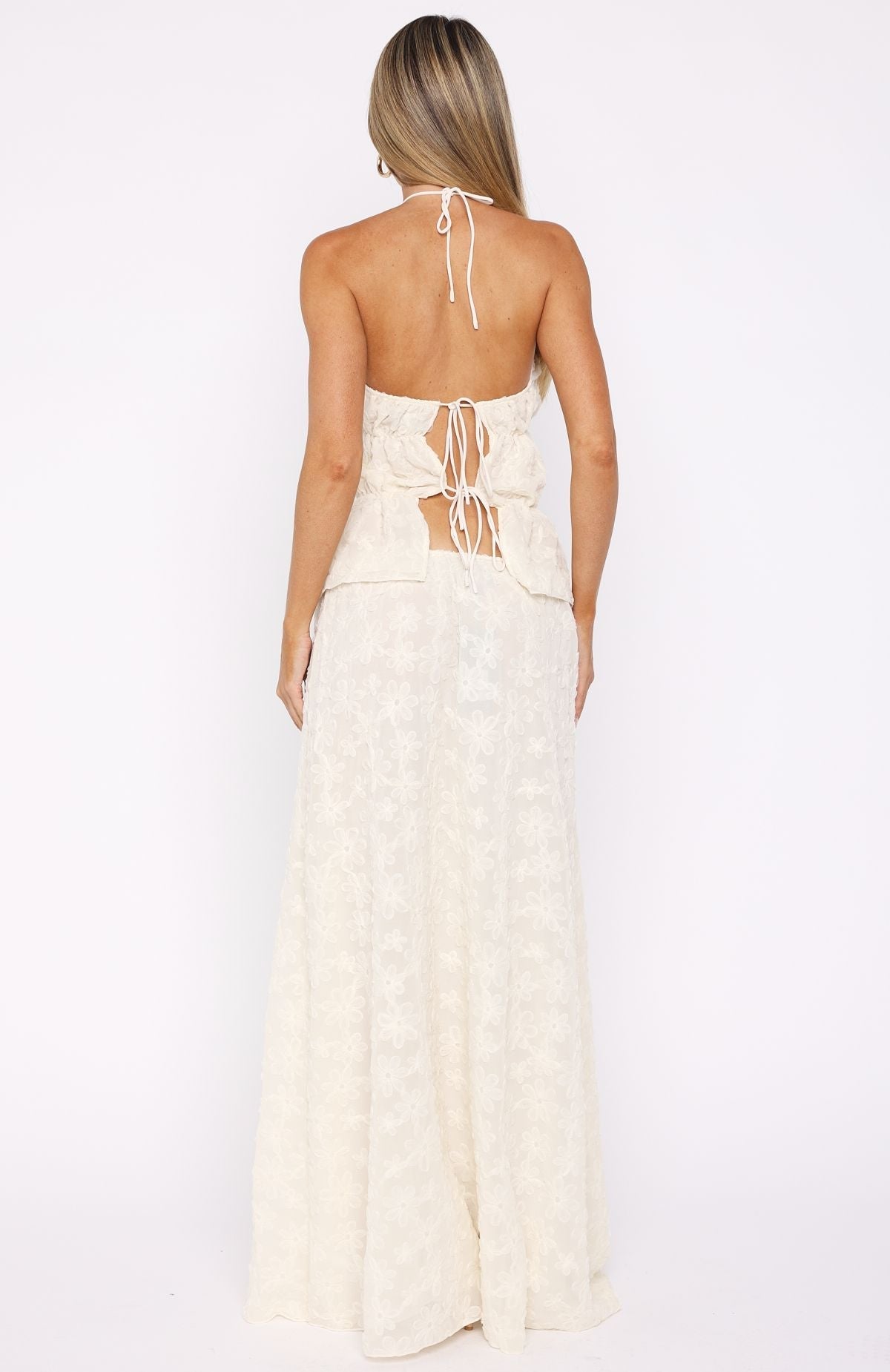 White Fox Slay Today Maxi Skirt Cream