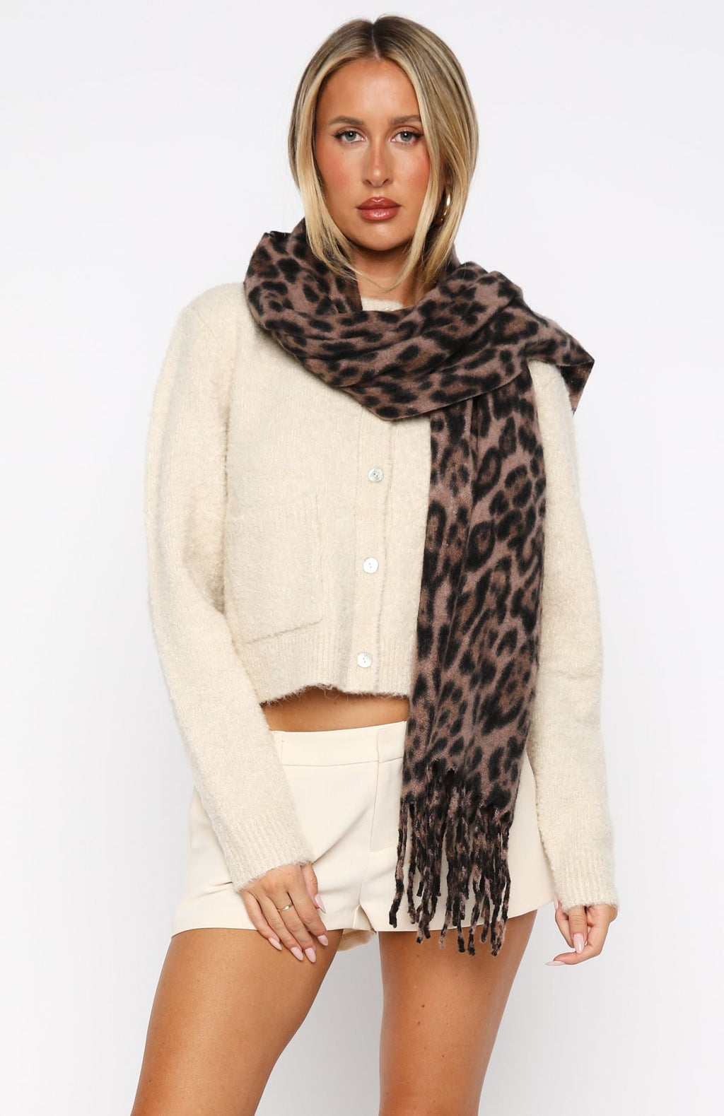 White Fox Blaise Scarf Leopard