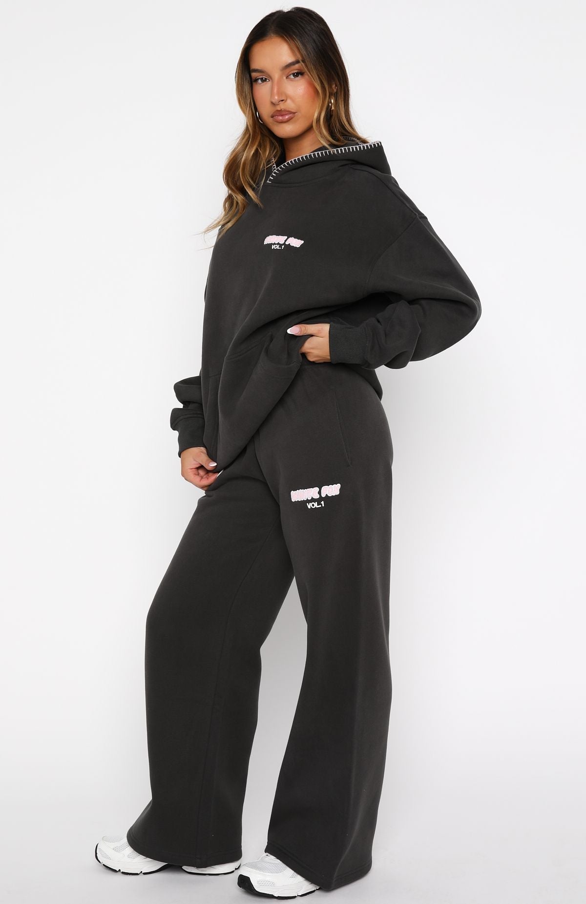 White Fox Vol. 1 Wide Leg Sweatpants Charcoal