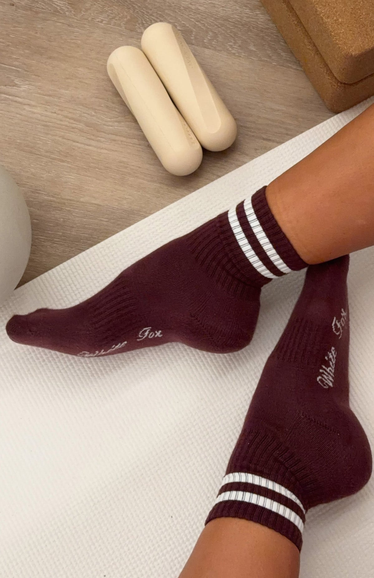 White Fox Grounded Socks Merlot/Cream