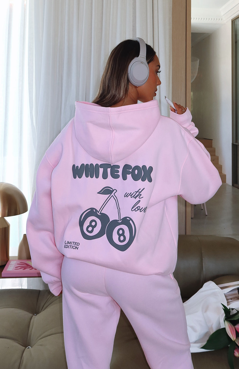 White Fox With Love In The Moment Oversized Hoodie Pink