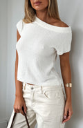 White Fox Finding Time Off Shoulder Knit Top White
