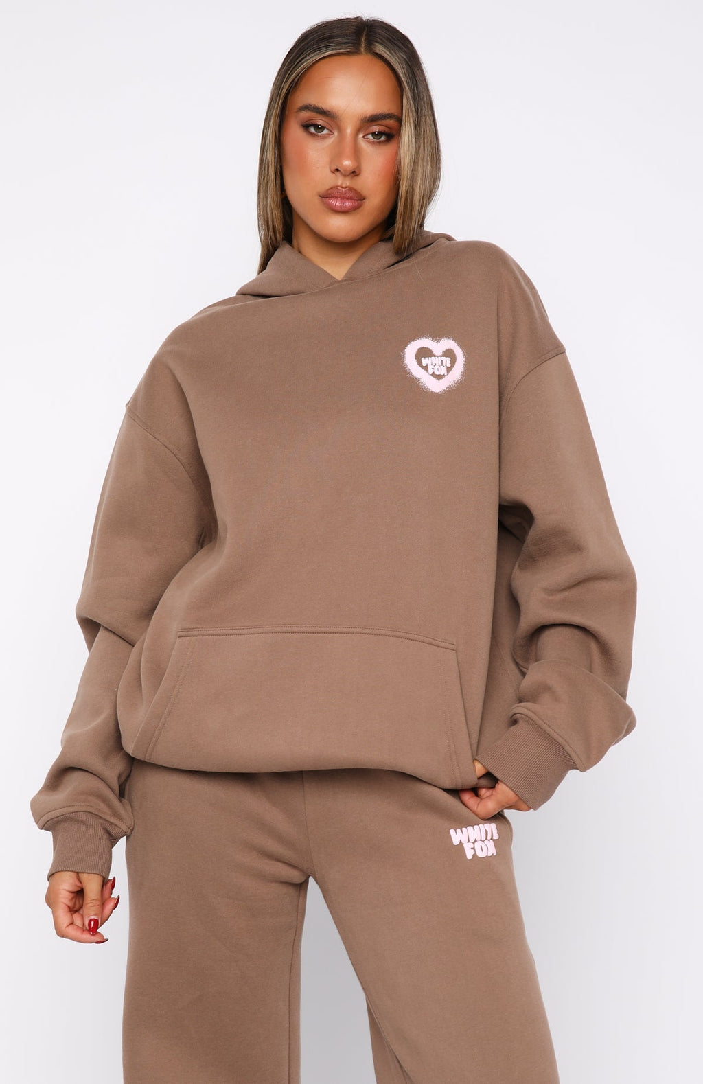 White Fox 11th Street City Girl At Heart Oversized Hoodie Cinnamon Bun