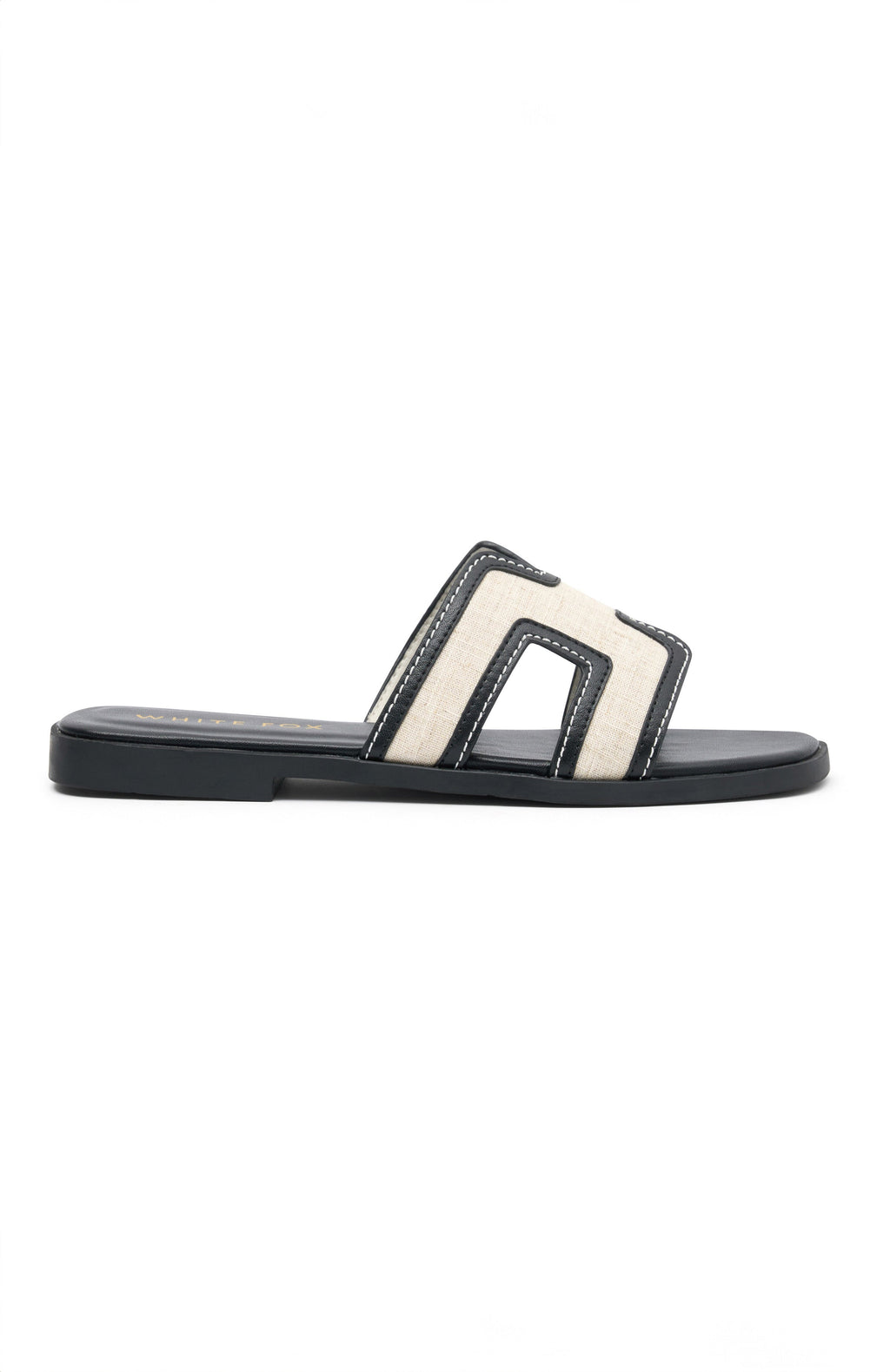 White Fox Sophia Canvas Sandals Black/Natural