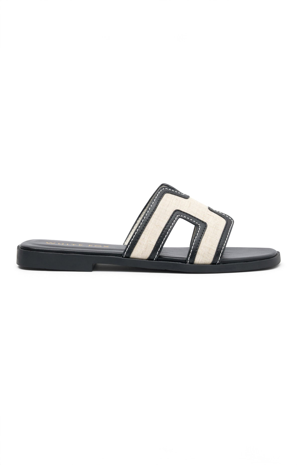 White Fox Sophia Canvas Sandals Black/Natural