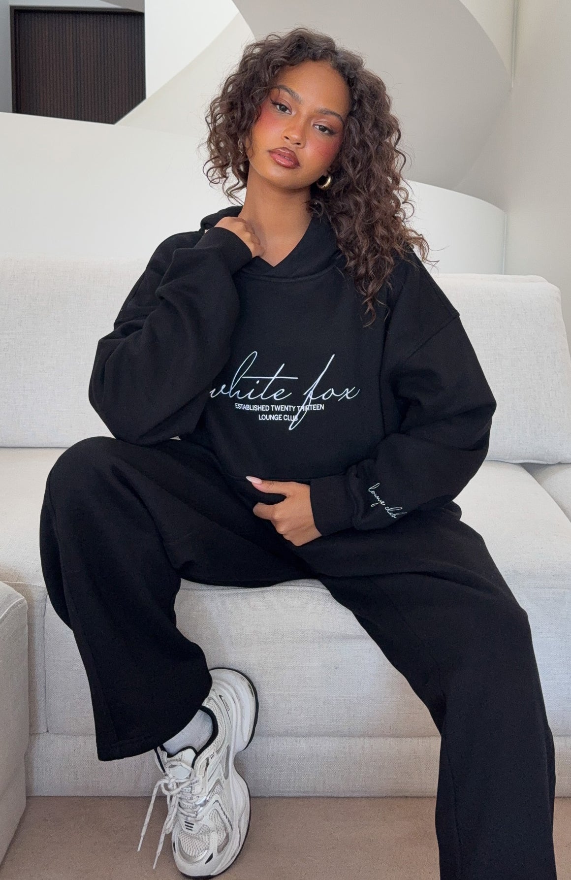 White Fox Know What You Want Oversized Hoodie Black