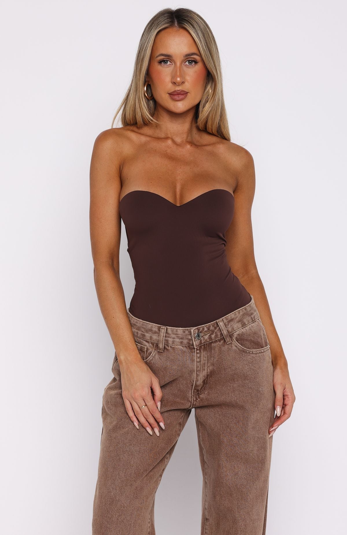 White Fox Stuck To You Bodysuit Chocolate