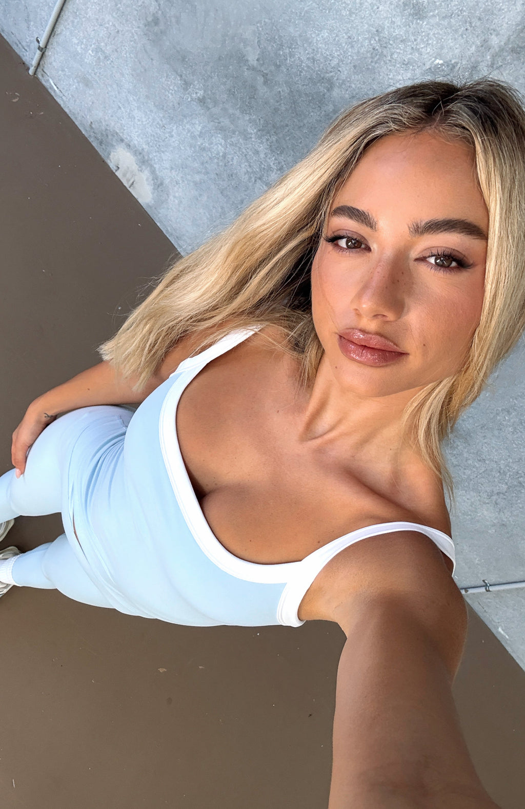 White Fox Now's The Time Active Tank Baby Blue/White