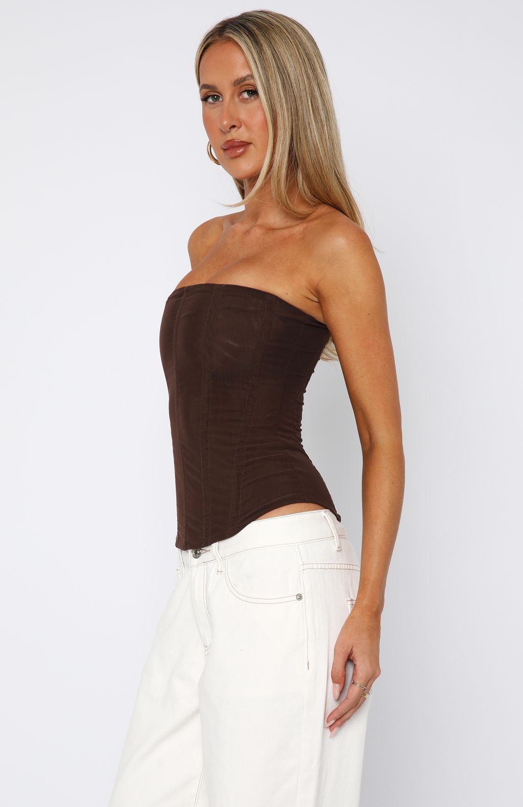 White Fox Tell Me A Secret Strapless Bustier Chocolate