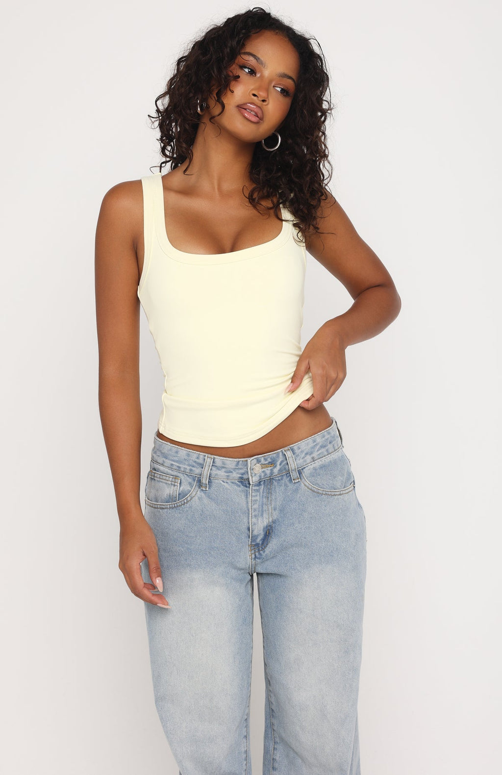 White Fox Chill Vibes Tank Top Lemon