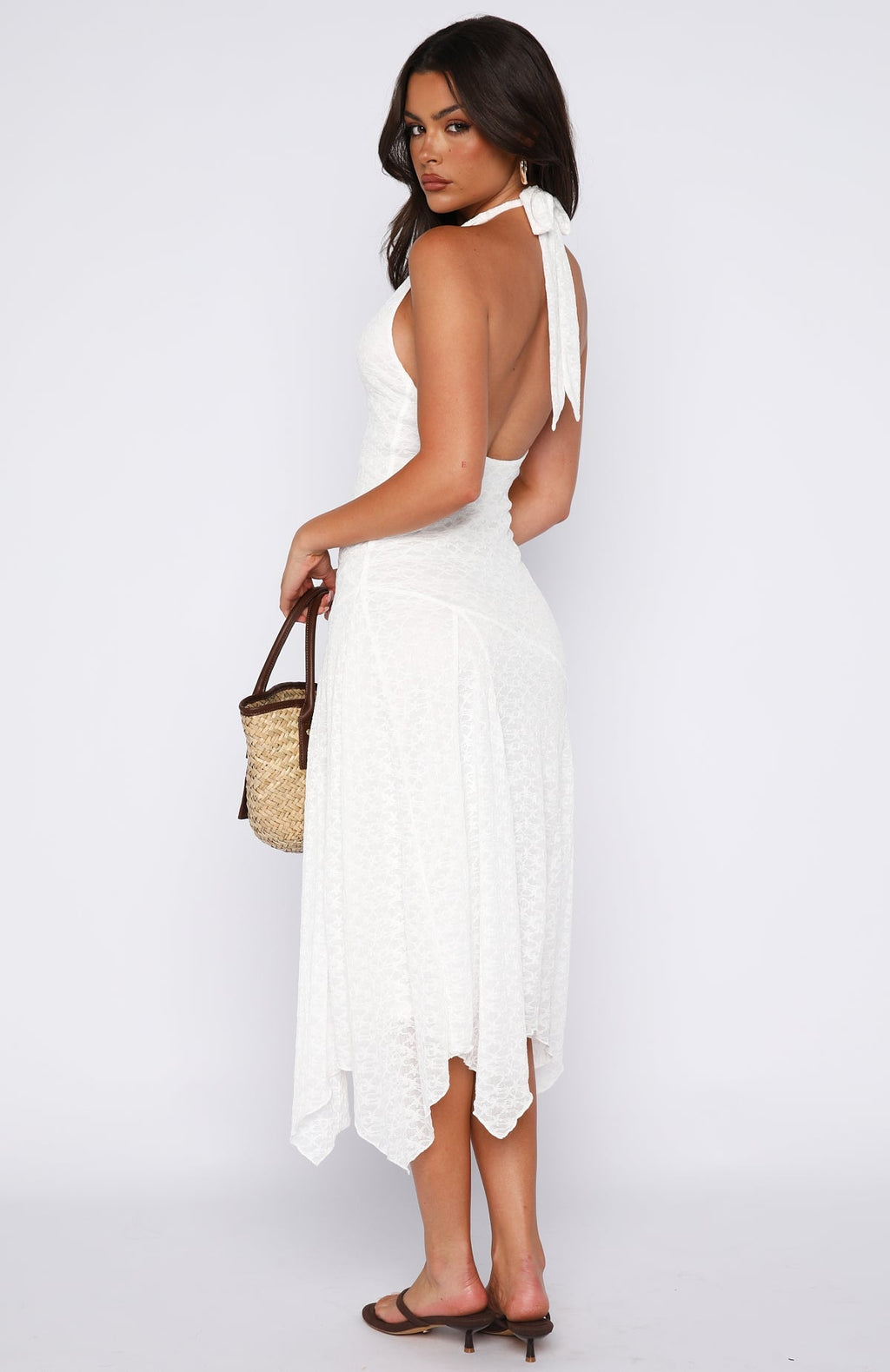 White Fox Crazy Little Thing Halter Midi Dress White