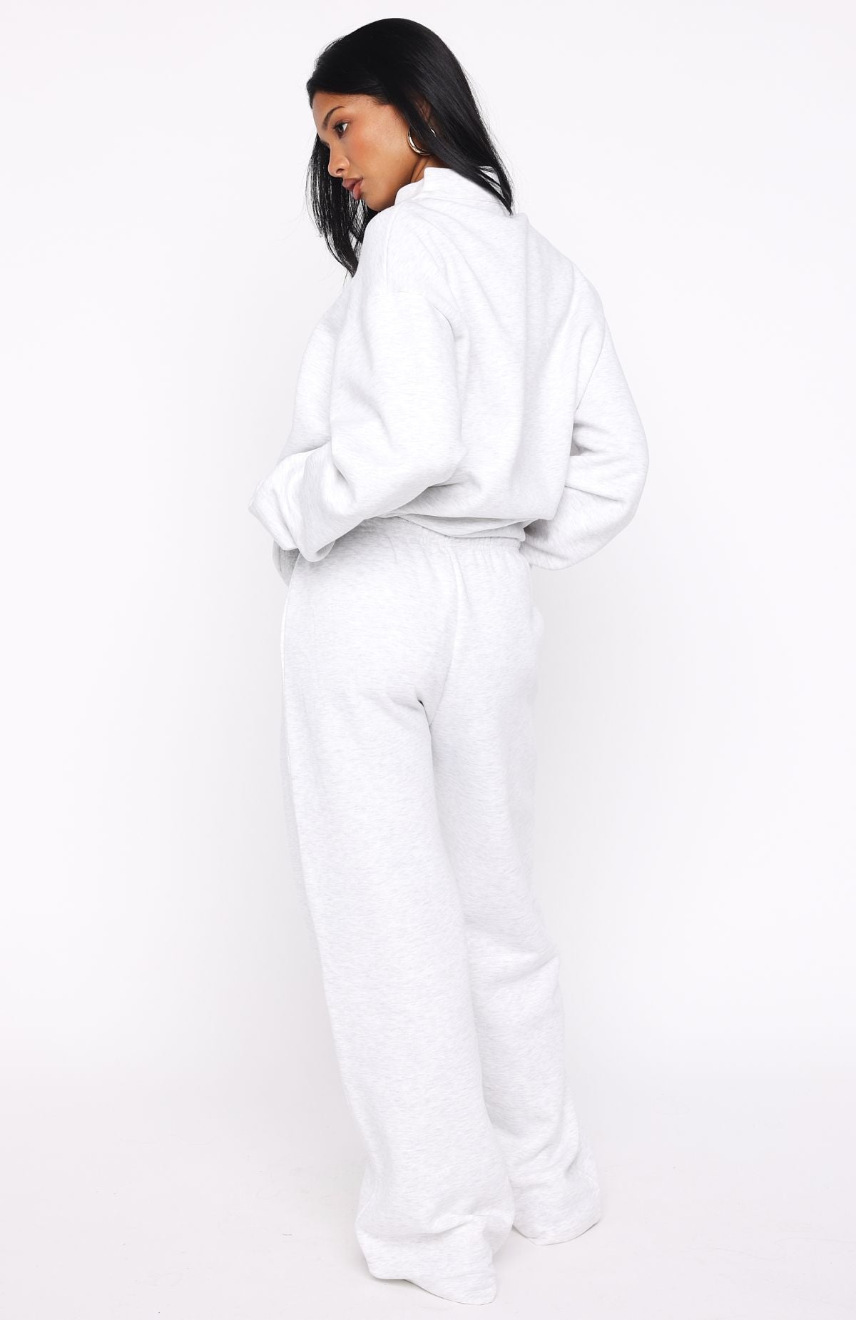 White Fox Standing My Ground Wide Leg Sweatpants Grey Marle