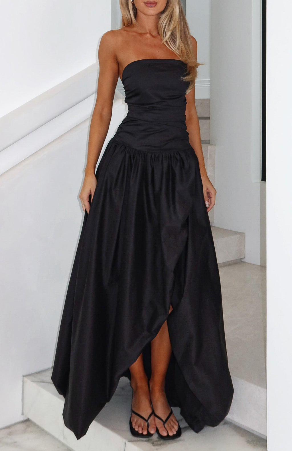White Fox Keep My Promise Strapless Maxi Dress Black