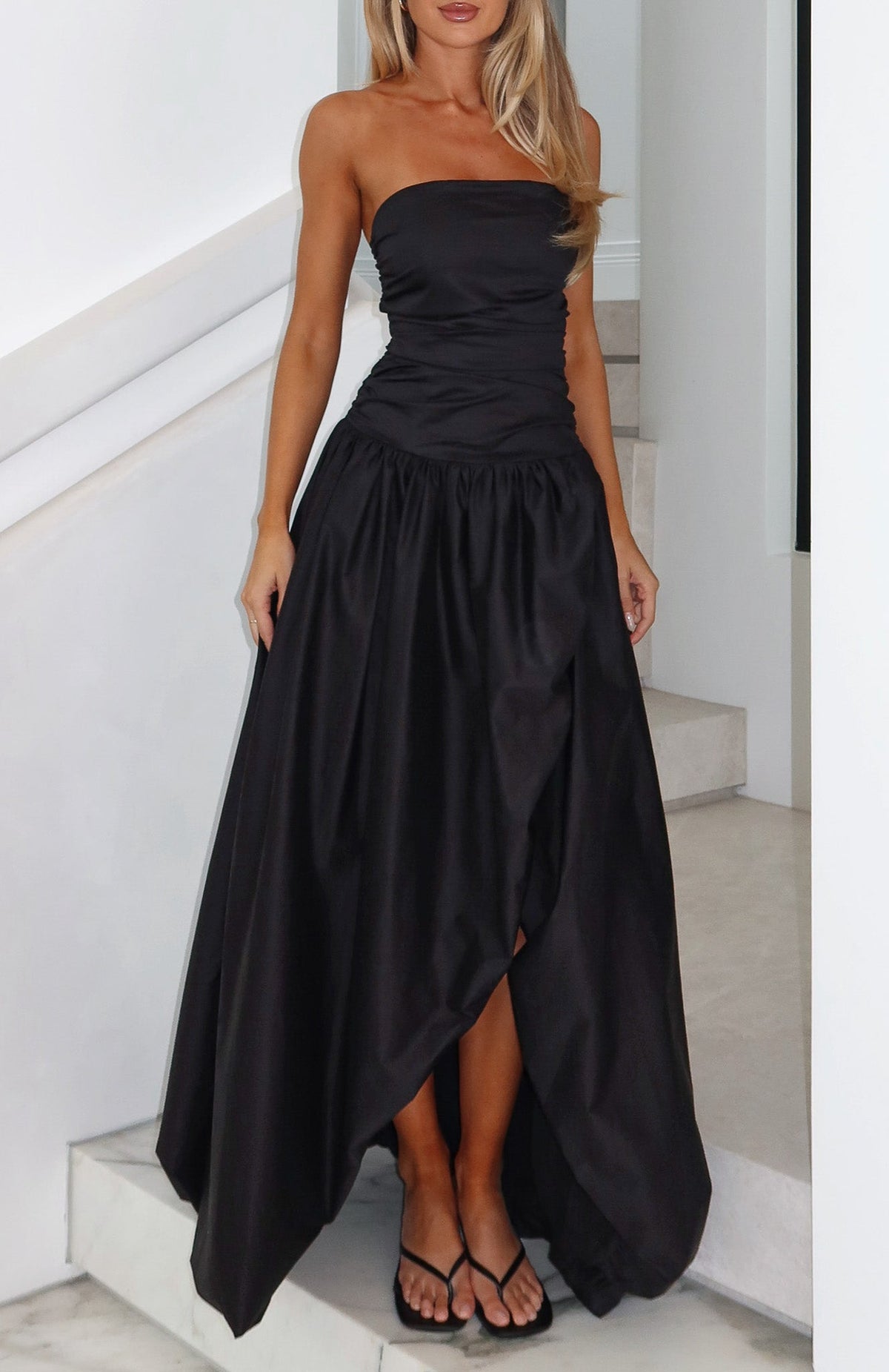 White Fox Keep My Promise Strapless Maxi Dress Black