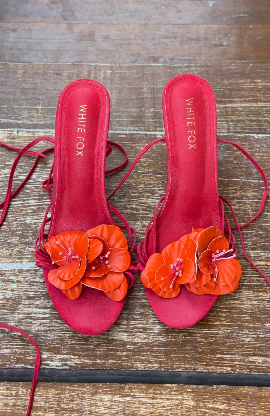 White Fox Erina Wrap Heels Raspberry