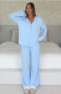 White Fox Bridal Party Long Sleeve Pyjama Set Baby Blue