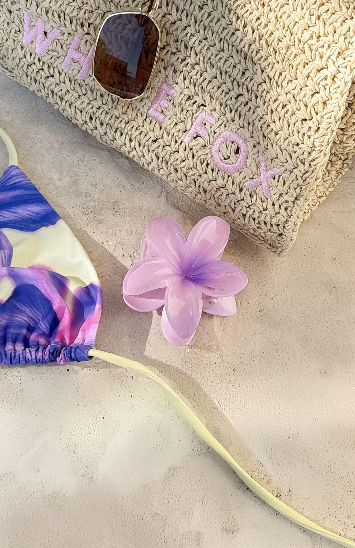 White Fox Floral Charm Hair Clip Lilac