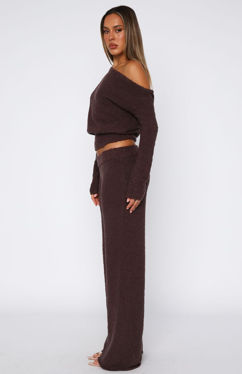 White Fox Please Be Mine Knit Pants Chocolate