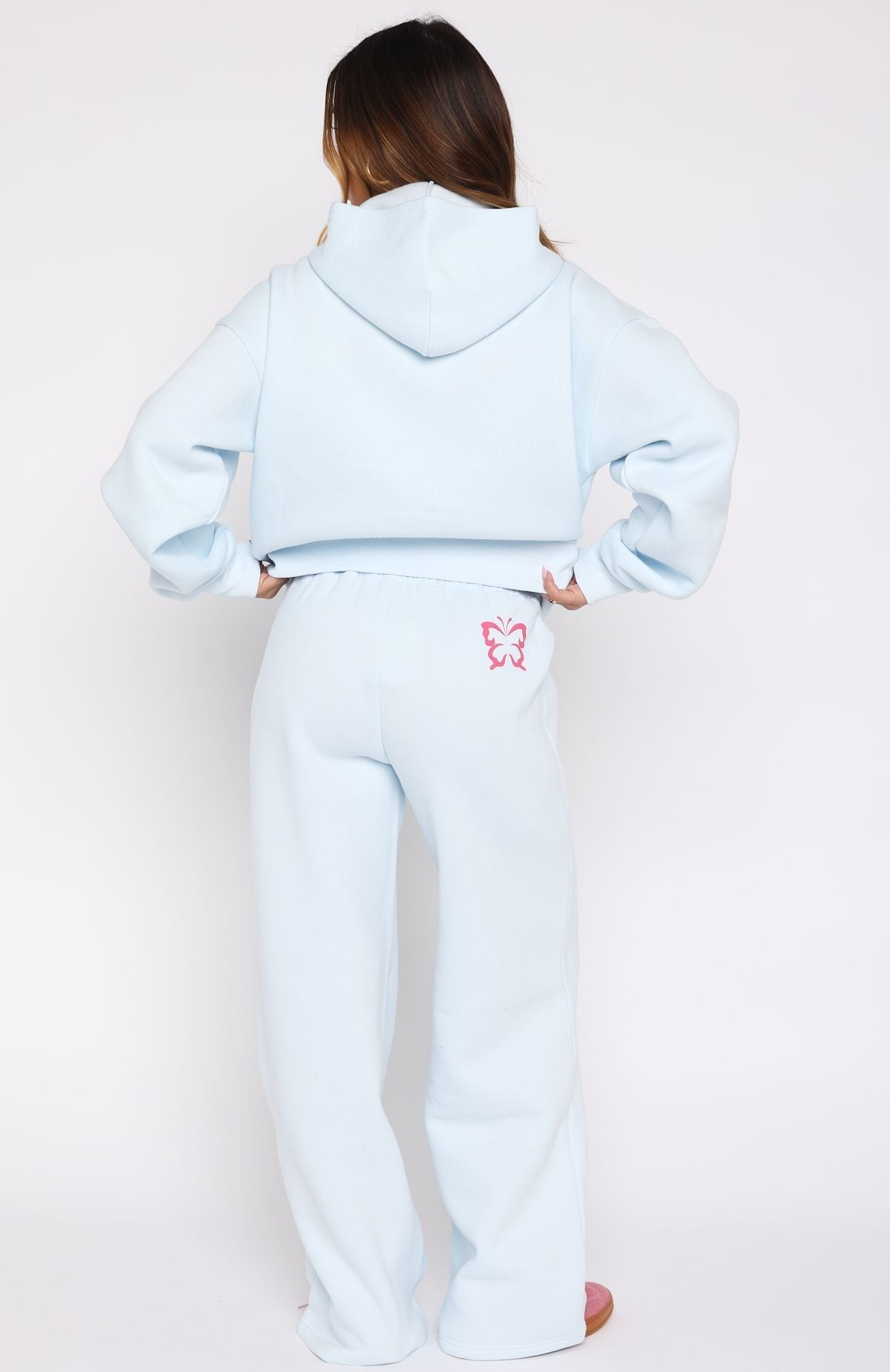 White Fox Lucky Thirteen Audrina Wide Leg Sweatpants Blue