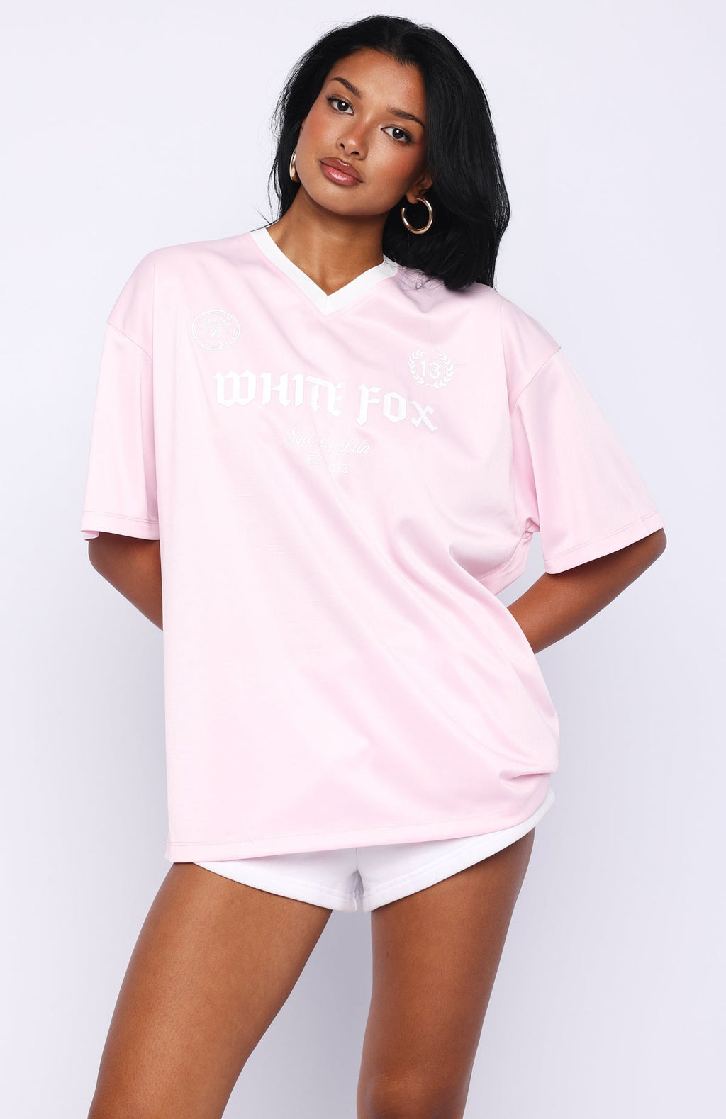 White Fox Came To Slay Oversized Jersey Pink