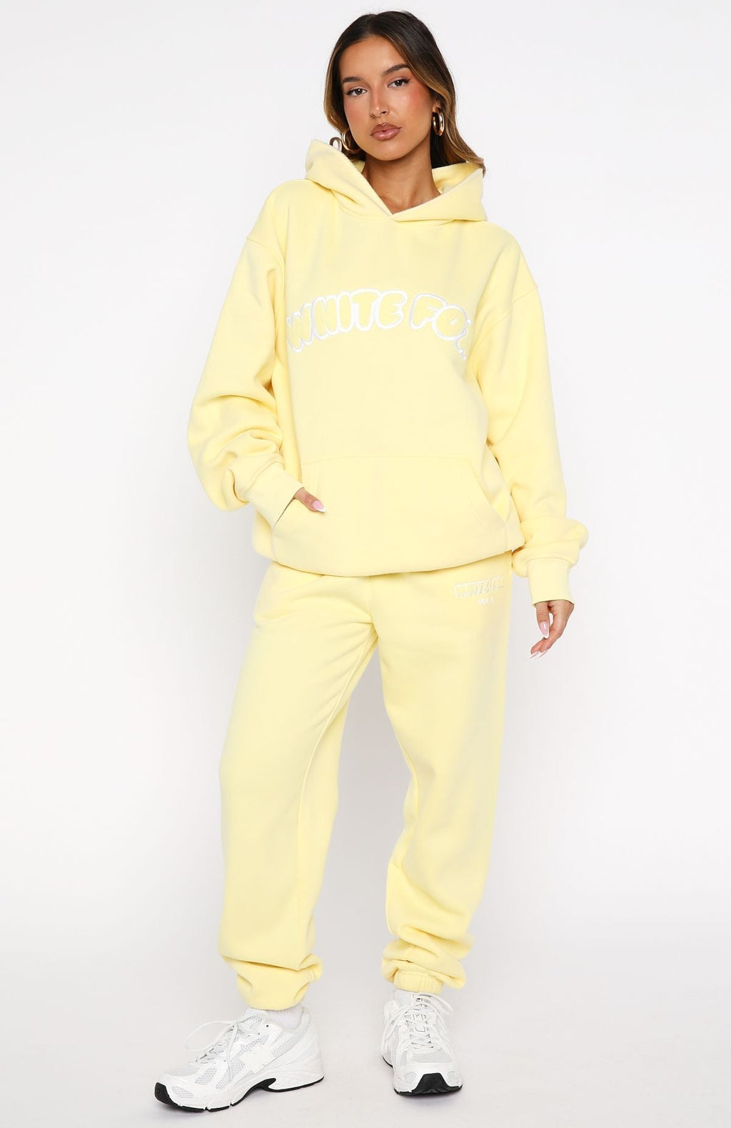 White Fox Vol. 1 Front Graphic Oversized Hoodie Lemon