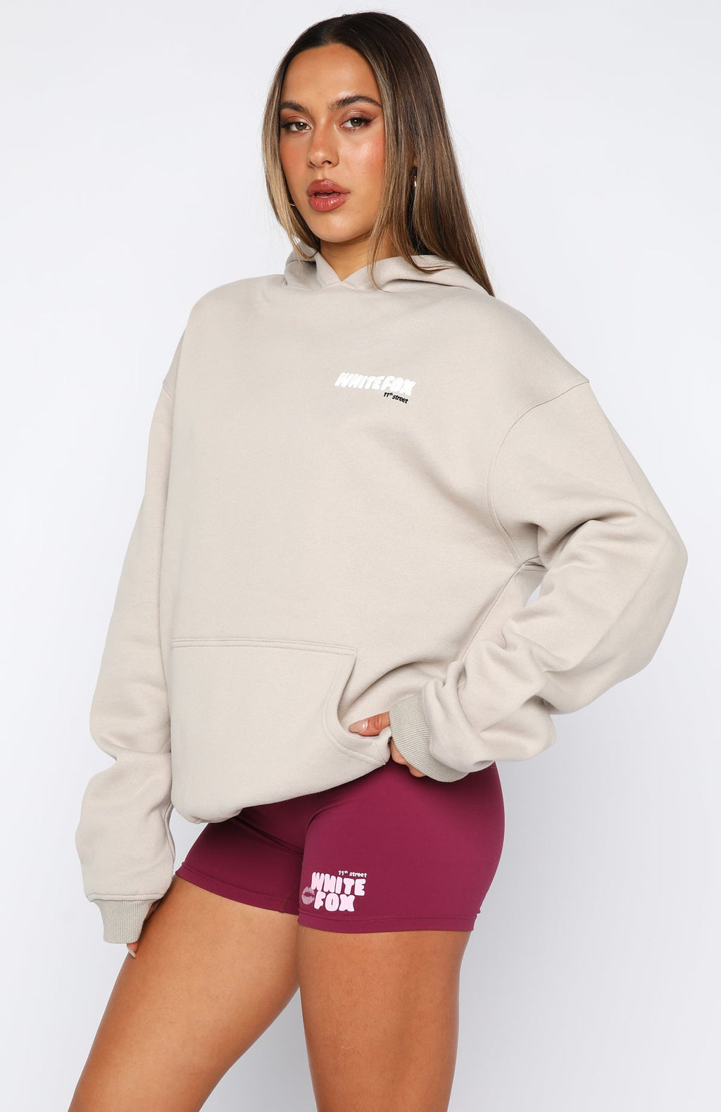 White Fox 11th Street She's So Lucky Oversized Hoodie Moon Kiss