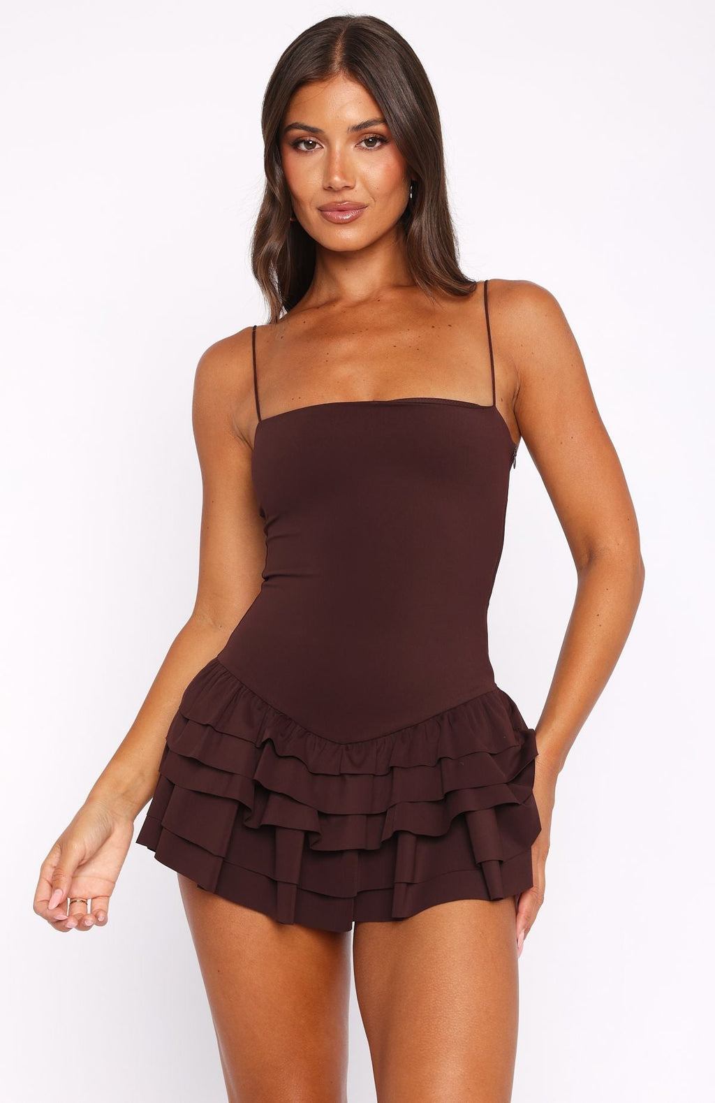 White Fox Photo ID Playsuit Chocolate