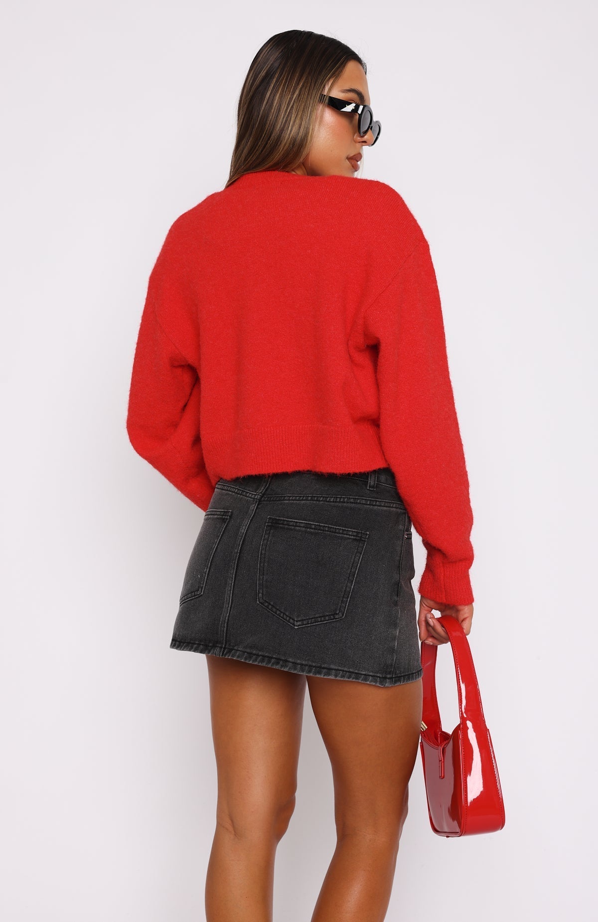 White Fox Press Reset Denim Mini Skirt Washed Black