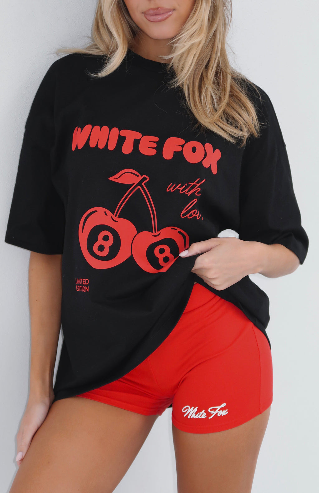 White Fox With Love In The Moment Oversized Tee Black