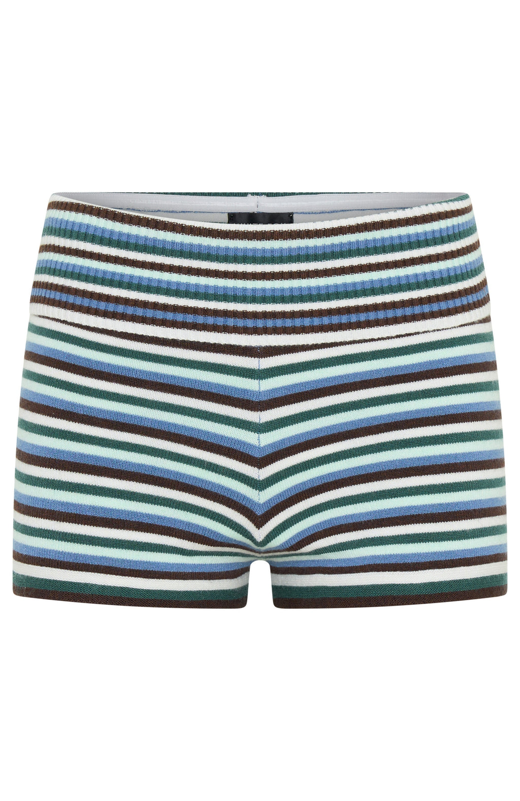 White Fox Skip Town Knit Booty Shorts Forest Stripe