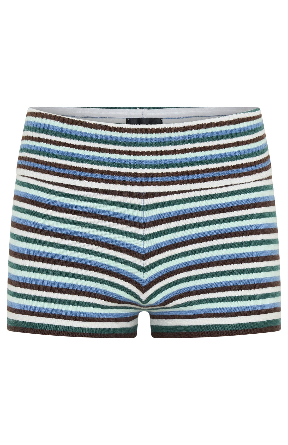 White Fox Skip Town Knit Booty Shorts Forest Stripe