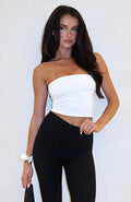 White Fox Discipline Strapless Crop Cream