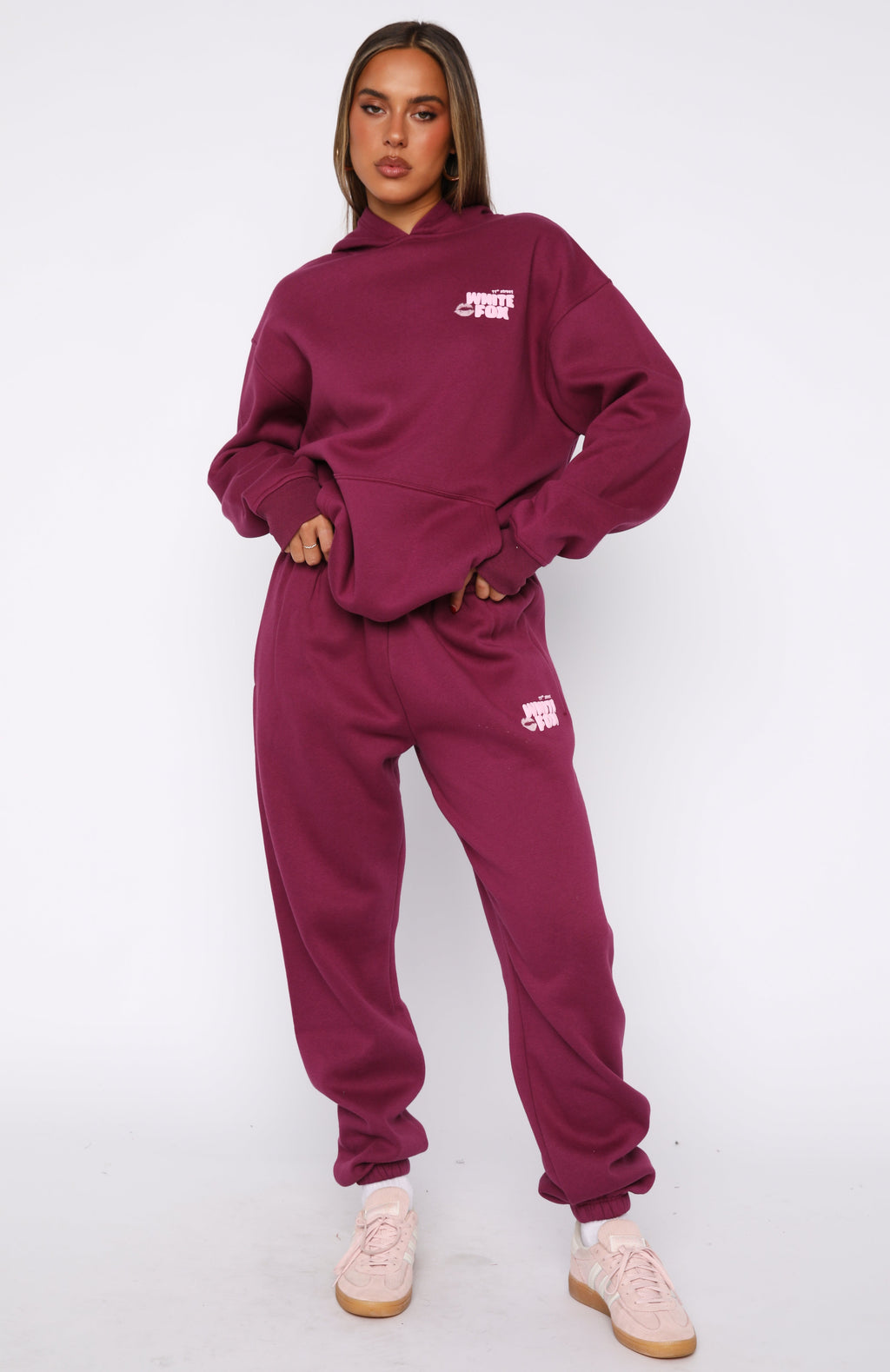 White Fox 11th Street Sweet Kisses Sweatpants Very Berry