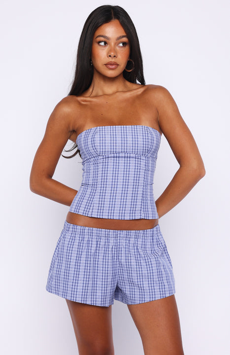 White Fox Promise Me This Shorts Navy Check