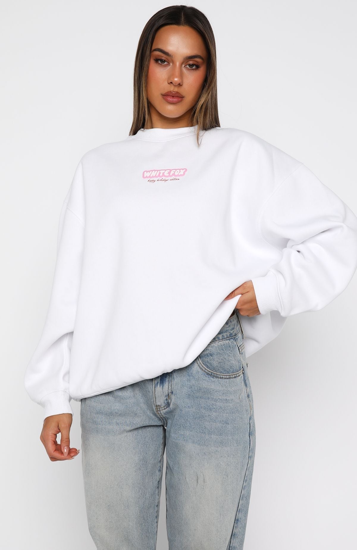 White Fox Santa Baby Oversized Sweater White