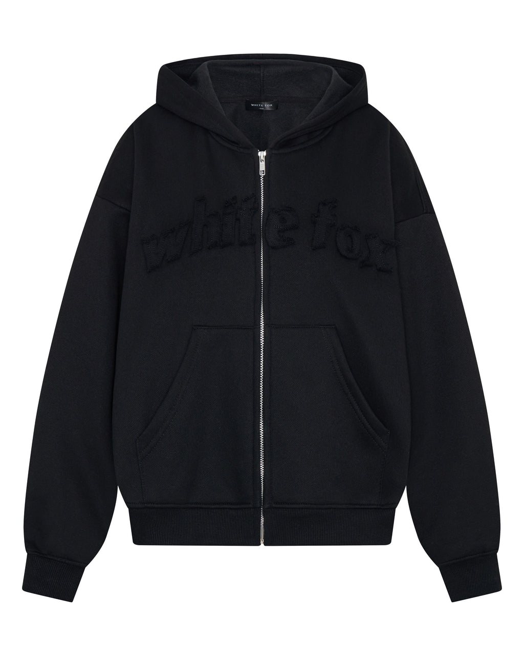 White Fox From The Archives Lexi Boxy Zip Front Hoodie Black