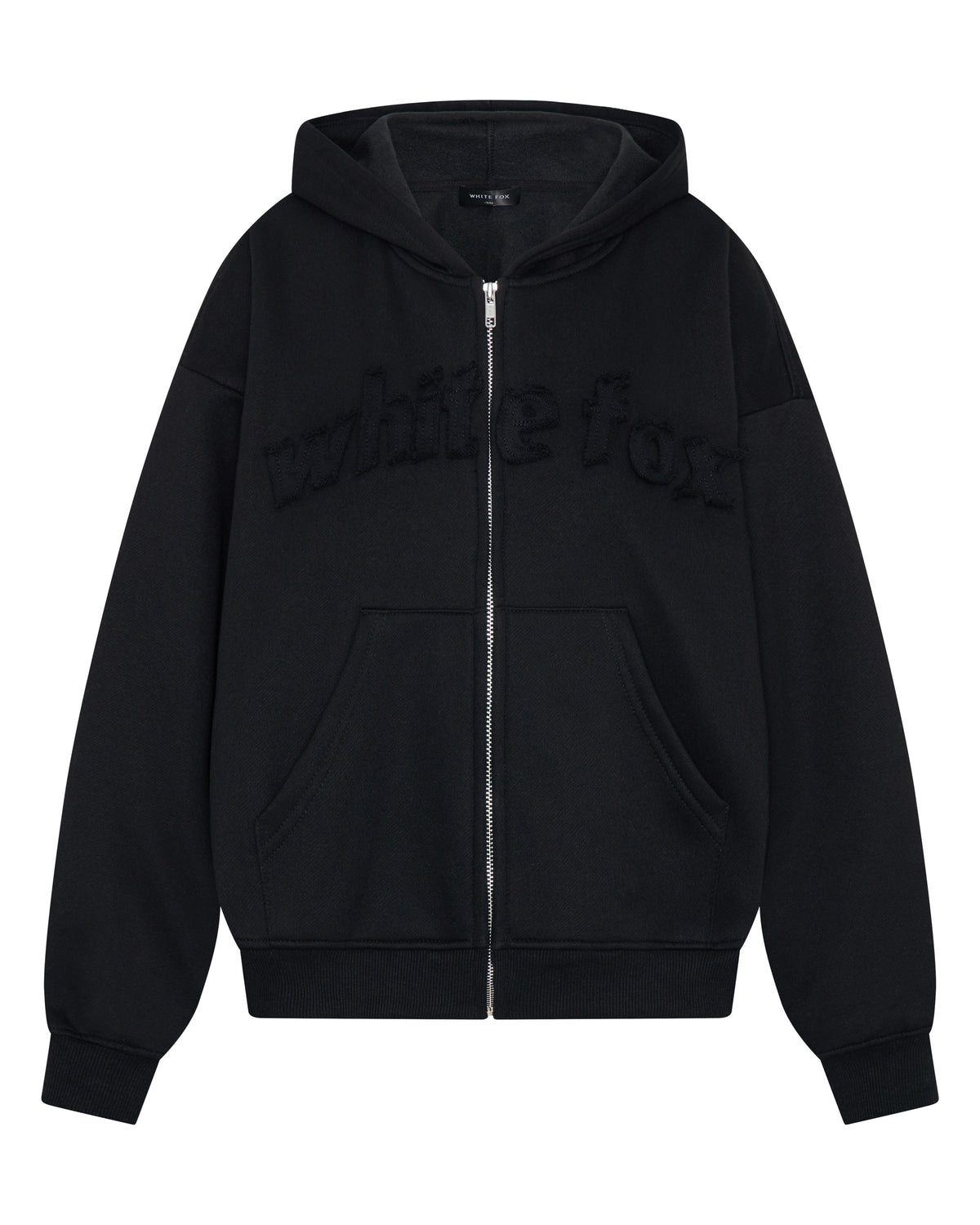 White Fox From The Archives Lexi Boxy Zip Front Hoodie Black