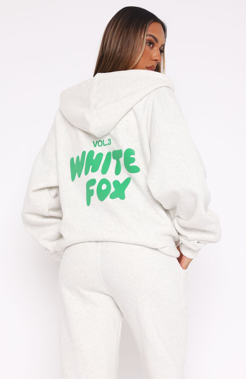 White Fox Offstage Zip Front Hoodie Glacier Grey