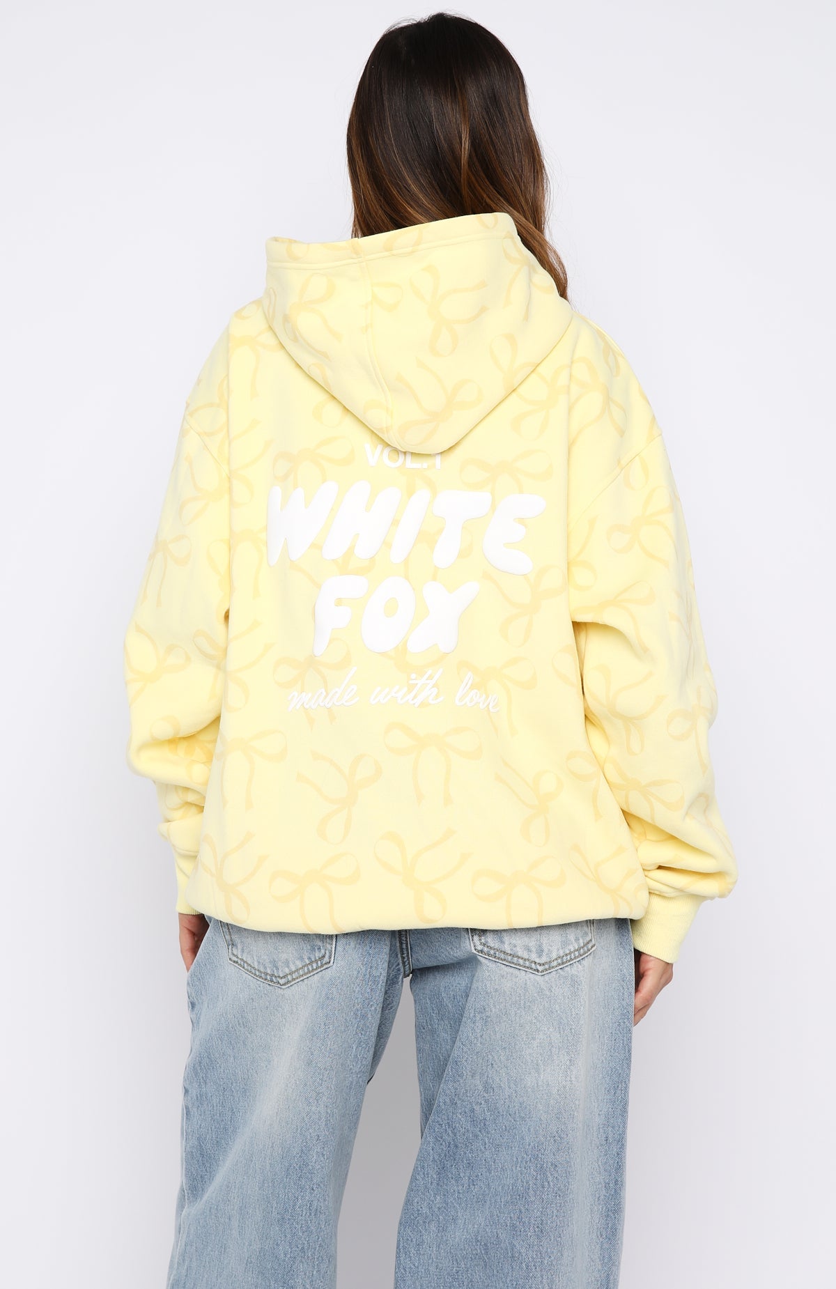 White Fox Vol. 1 Oversized Printed Hoodie Lemon Bow