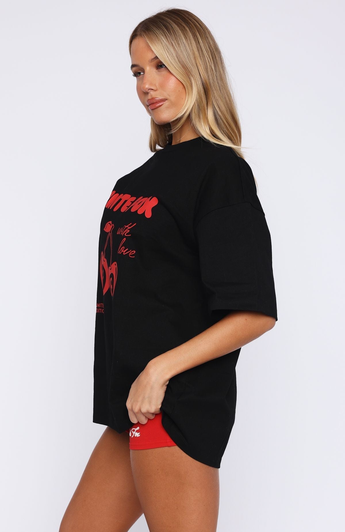 White Fox With Love In The Moment Oversized Tee Black
