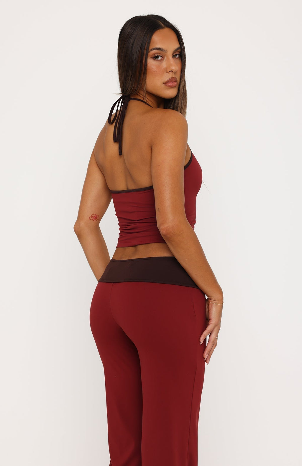 White Fox Glow Game Halter Top Red
