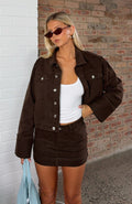 White Fox Charlotte Denim Jacket Chocolate Wash
