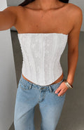 White Fox Stolen Kisses Strapless Bustier White