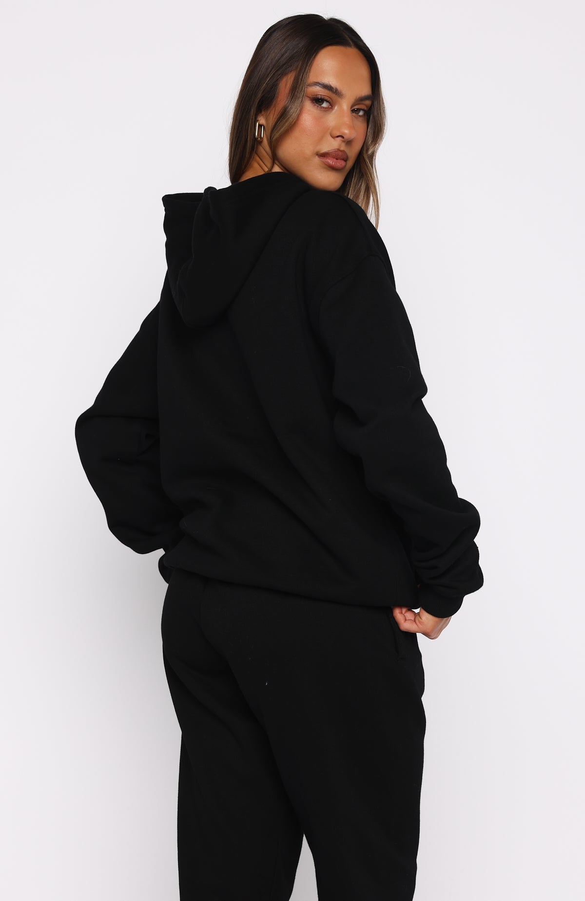 White Fox From The Archives Lexi Oversized Hoodie Black